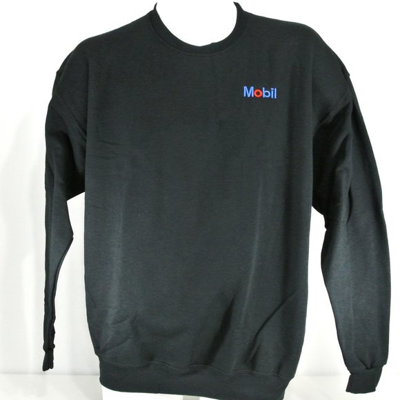 MOBIL Gas Station Oil Black Sweatshirt Employee Uniform M Medium - Picture 1 of 10
